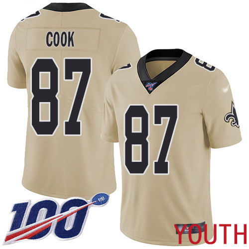 New Orleans Saints Limited Gold Youth Jared Cook Jersey NFL Football 87 100th Season Inverted Legend Jersey